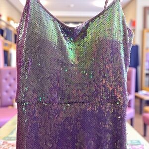 Crystal Doll Purple Sequin Prom Dress